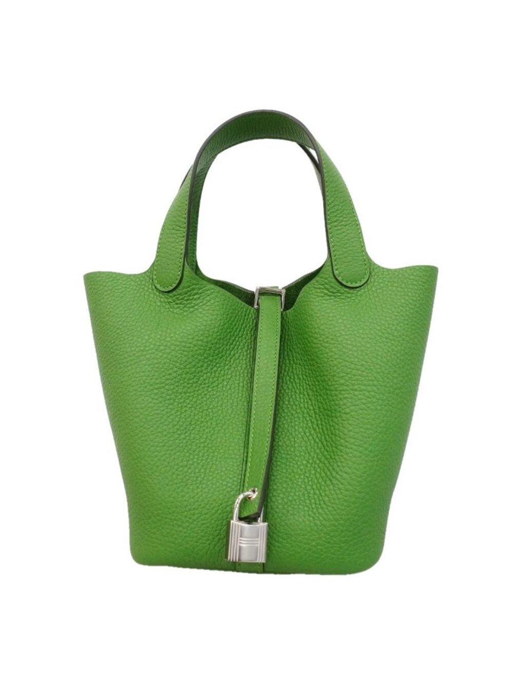 Hermes Handbag Picotin Lock PM Taurillon Clemence Vert Yucca